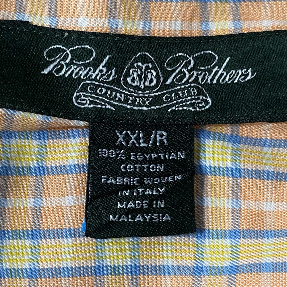 Brooks Brothers Men's Blue and Yellow Checkered Shirt